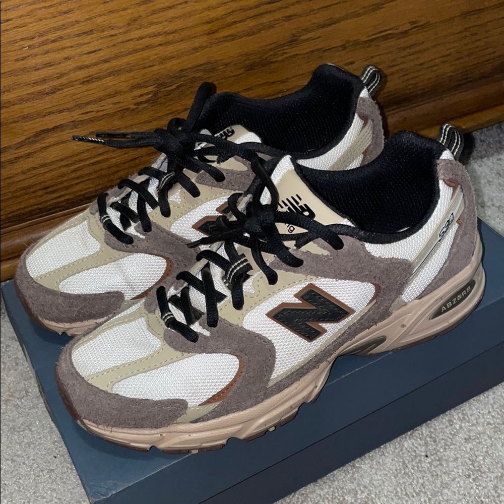 New Balance Cream and Brown Athletic Shoes
